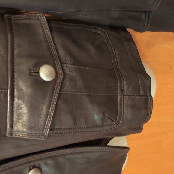 Nine West Dark Brown Leather Jacket size Large - Picture 7 of 9